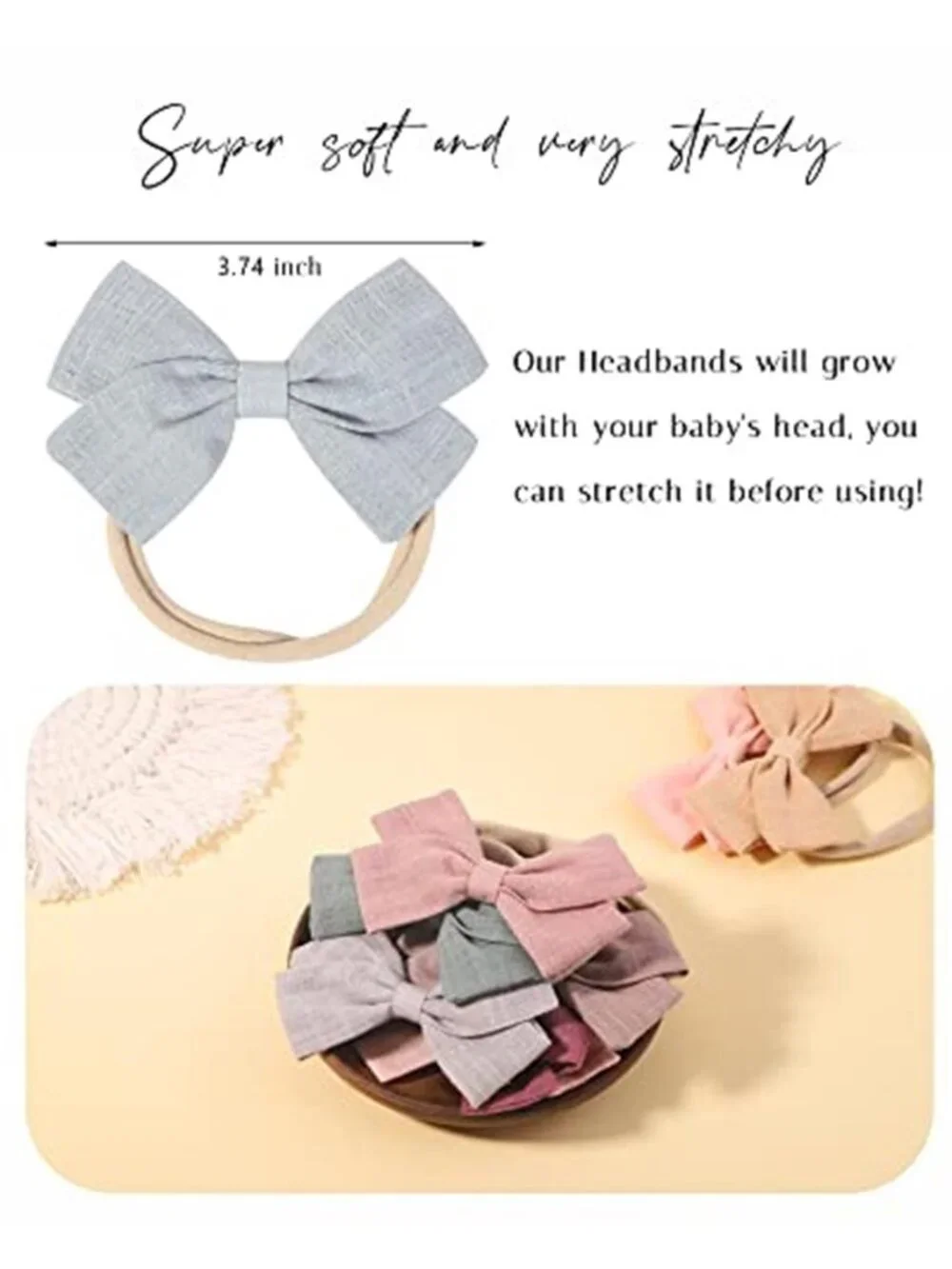 Baby Headbands Set 30 Pack Soft Stretch Bow Headbands Infant Toddler